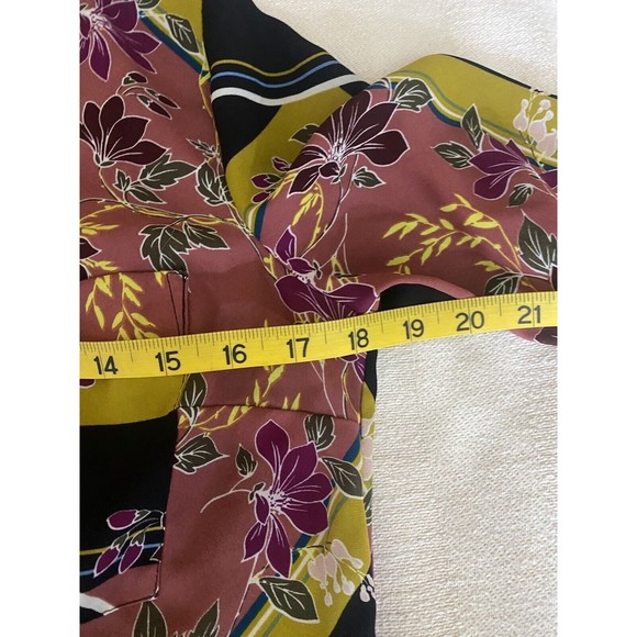 Multicolor Floral/striped Button Up Top With Pockets/button Sleeves Size XS - Picture 16 of 16